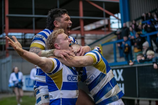17. Sheer delight among the Fax players as the win over Sheffield is secured.