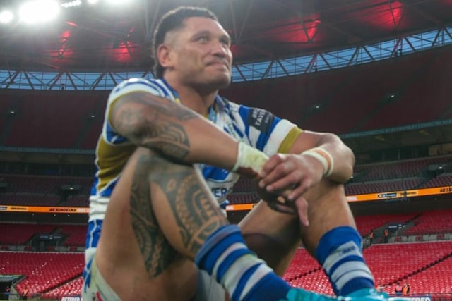 Adam Tangata of Halifax Panthers takes in the winning moments
