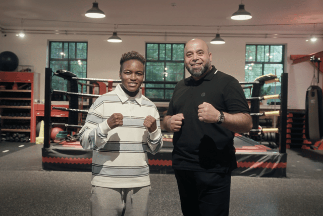 Mr Dipoti with Nicola Adams at Northern Powerhouse Boxing Academy.