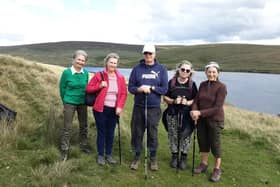 Part of the Halifax & Huddersfield IVC group paused for a photo at Cant Clough Reservoir.