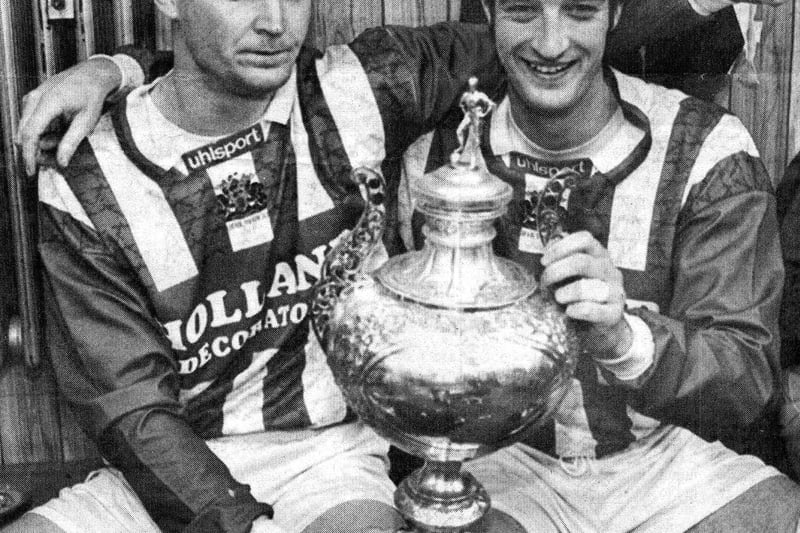 Mick Norbury and Gary Worthington, Town v Bradford City, West Riding Senior Cup, December 10, 1996