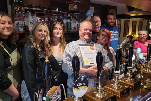 Hugh Kirby and the team from The Cross Keys in Siddal