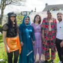 Eid party at St Augustine's Centre, Halifax. From the left, Carley Mullaney, organiser Rabia Zaka, Soma Saliher, Florence Kahuro, Nazhad Hadi, Danny Watkins and Sam.