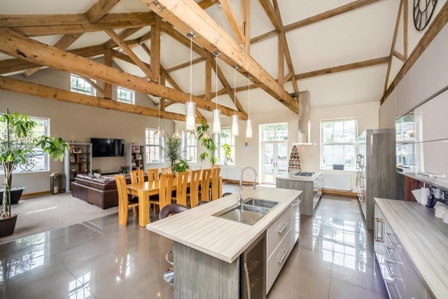 Open plan splendour - exposed vaults and beams add to the space and character of the interior.