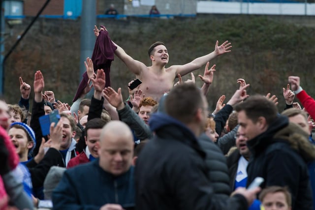 Shaymen supporters celebrate reaching Wembley