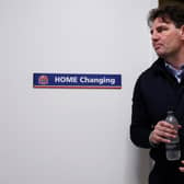 FYLDE - OCTOBER 14: Chris Beech, Interim Manager of AFC Fylde, leaves the home changing room at half-time during the Emirates FA Cup Fourth Round Qualifying match between AFC Fylde and Leek Town at Mill Farm on October 14, 2023 in Fylde, United Kingdom. (Photo by Lewis Storey/Getty Images)