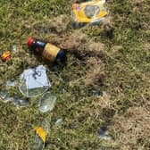 Broken glass was among the litter found