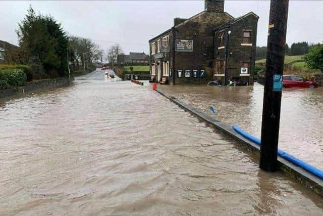 A Bradshaw resident submitted a photo of a flood outside Bradshaw's village pub, said to have been taken two years ago (Credit: Unknown Bradshaw resident)
