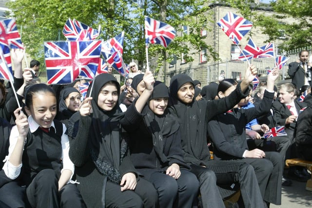 Pupils at Halifax High School back in 2004 when the Queen visited Halifax.