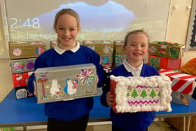This picture was taken recently by a ‘Santa’s elf’ having picked up beautifully filled and decorated boxes from Christchurch Pellon Primary School.