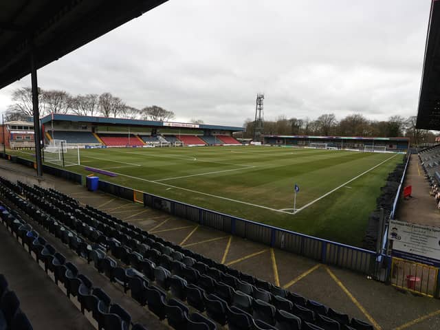 ROCHDALE, ENGLAND - FEBRUARY 11: A General view of Crown Oil Arena prior to the Sky Bet League Two between Rochdale and Northampton Town at Crown Oil Arena on February 11, 2023 in Rochdale, England. (Photo by Pete Norton/Getty Images)