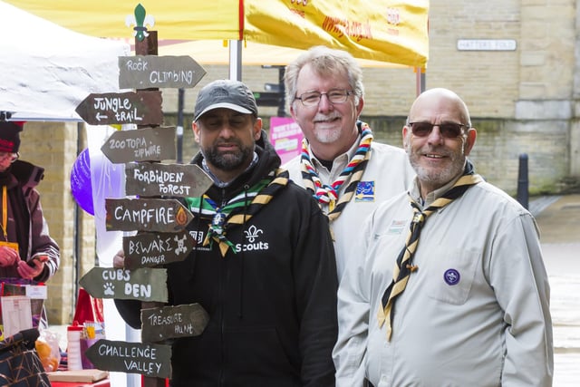 Scout leaders, from the left, Zaheer Khalil, Tony Strong and Neil Asling.