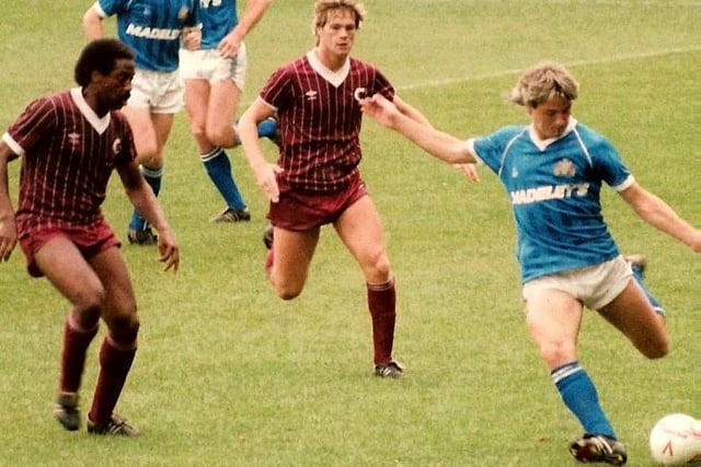 Halifax in action against Northampton in September 1984