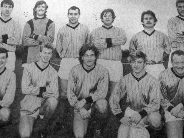 Portsmouth Saturday League Junior Division I. Back (from left) Robbie Atkinson, Darren Sullivan, Jim Smith, Kevin Casey, Dave Lindsay. Front: Paul Beech, Dave
Bennett, Derek Manchip, Ian Manchip, Graham Cooper