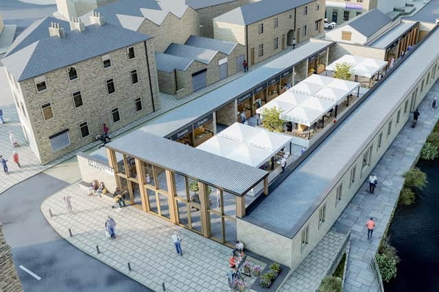 An artist's impression of how the new market building in Brighouse will look