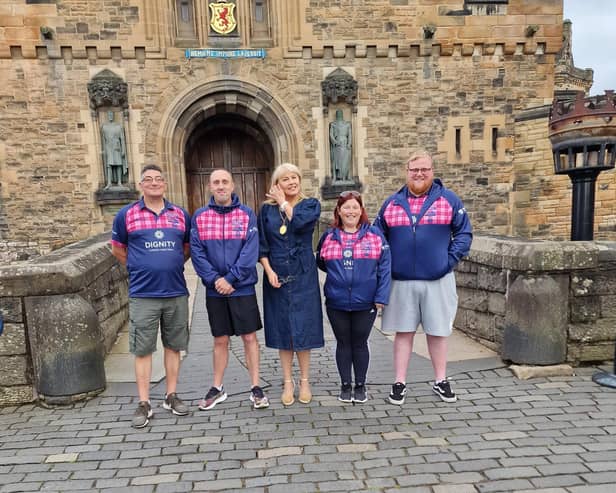 Halifax’s Ben Moorhouse completed his 206-mile non-stop extreme challenge walk from Edinburgh Castle to Manchester in a time of 59 hours.