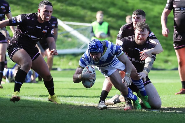 5. Action from Halifax Panthers' win over Barrow Raiders at The Shay, on Sunday, April 2, in the fourth round of the Challenge Cup. (Photo credit: Simon Hall)