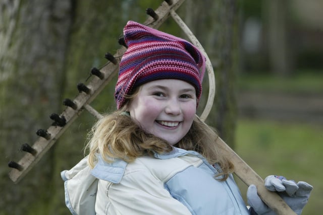 Eleven-year-old Amy Jones at the Valentine's Day wild flower sowing at Manor Heath Park, Halifax, in 2005