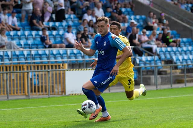 Actions from FC Halifax town v Southend at the Shay. Pictured is Rob Harker