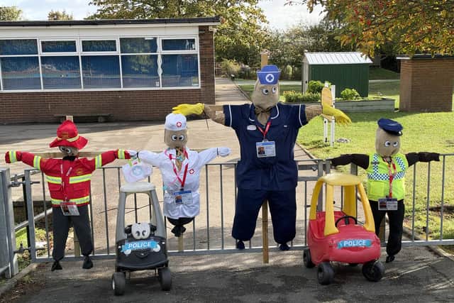 The four scarecrows celebrated some of the heroes of the community, including doctors, midwives, firefighters and police.