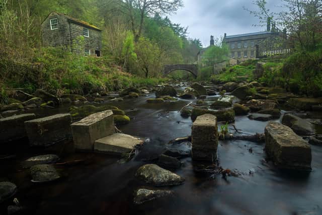 Stepping stones across Hebden Water at Gibson Mill, Hardcastle Crags.
6th May 2022.  Picture Bruce Rollinson
Trch Details: Nikon D6, 14-24mm Nikkor lens, 5 sec @f11, 100 iso.