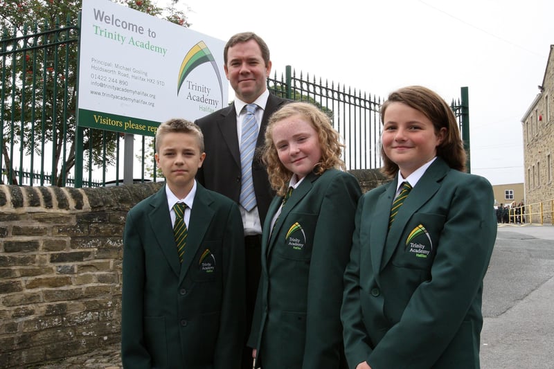 Holy Trinity Academy Headteacher Michael Gosling with new pupils back in 2010.