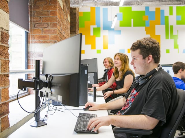 Students at the expanded campus