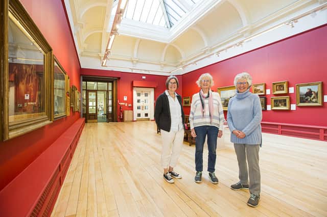 Friends of the Rydings at Smith Art Gallery, Brighouse. From the left, Elizabeth Lawley, Pauline Marshall and Susan Waterhouse.