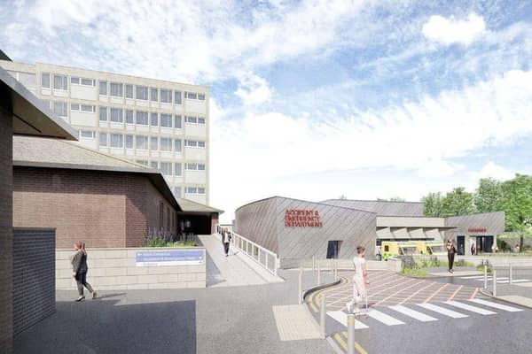 An artist's impression of what the new A&E at Huddersfield Royal Infirmary will look like.