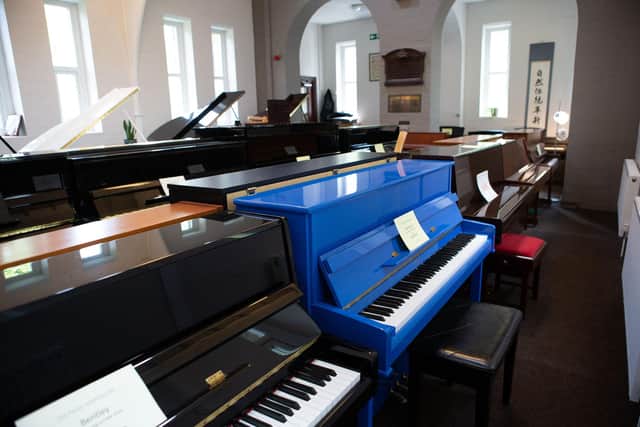 Some of the instruments on display in the new GSG Pianos showroom at The Old Chapel, Beechwood Road, Holmfield, Halifax