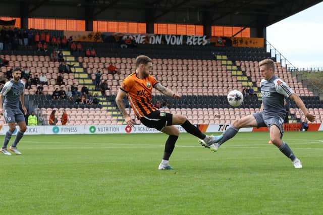 Action from the reverse fixture at The Hive this season, which finished 0-0