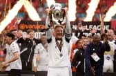 LONDON, ENGLAND - MAY 05: Byron Webster of Bromley celebrates with the trophy after winning the Vanarama National League Play-Off Final match between Bromley and Solihull Moors at Wembley Stadium on May 05, 2024 in London, England. (Photo by Paul Harding/Getty Images)