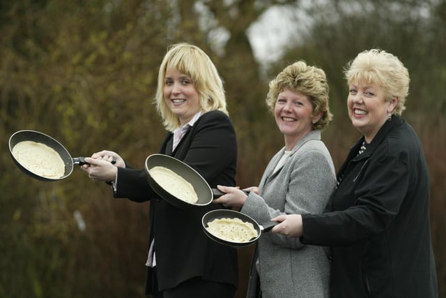 Ready to pancake race at St Malachys RC J&I school back in 2004.