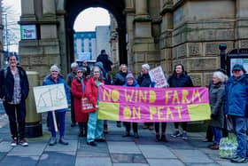 Campaigners against the windfarm proposals lobbied councillors at Halifax Town hall before the cabinet meeting.