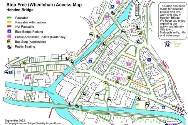 The map, which details the accessibility of streets in the town centre along with blue badge parking, accessible toilets and more, was first published in 2018 but is now fully updated to September 2022.