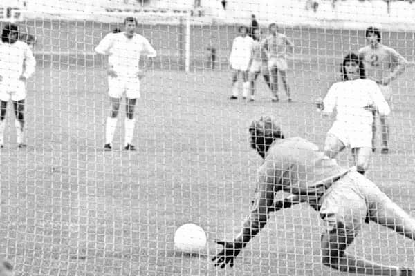 Alex Smith saves Willie Morgan's penalty in Town's 2-1 defeat of Manchester United, 31 July 1971.