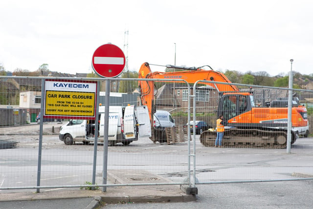 Car park closed and demolition experts at former Wilko store site, Brighouse at the start of last week.