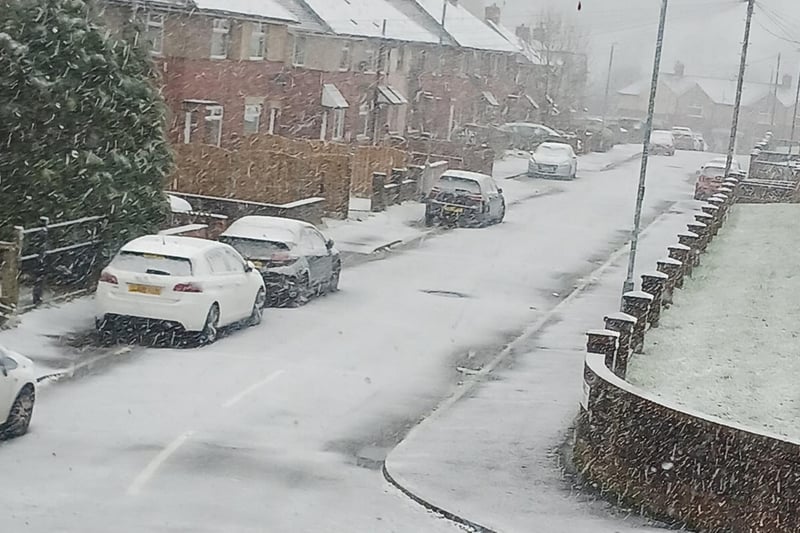Danielle Farrar shared this picture of snow coming down in Siddal