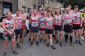 Calder Valley Fell Runners line-up for the Hades Hill Fell Race.