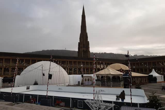 The ice-rink opened at The Piece Hall today