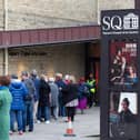 People queuing for the premiere of Gentleman Jack at Square Chapel in Halifax