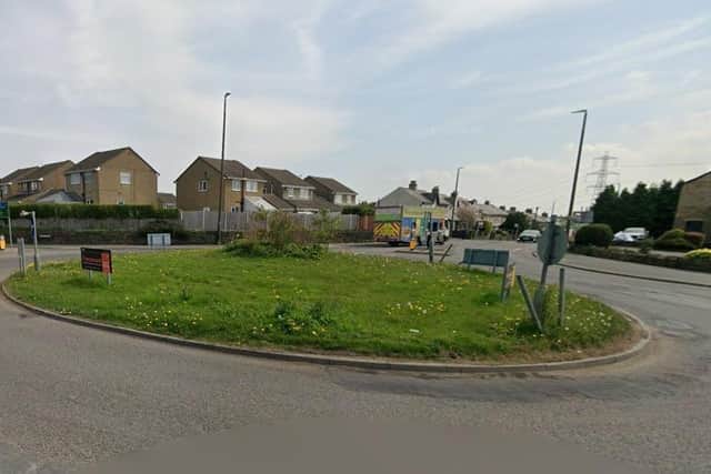 Halifax Road roundabout - Stone Chair - at Shelf.