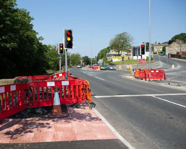 A view of the roadworks at the A646 Burnley Road  junction with Warley Road - part of the A58/A646 corridor improvement scheme - in King Cross, Halifax