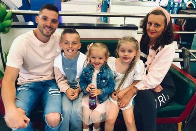 Jess Sloane and her fiance Conor Waddington and their children