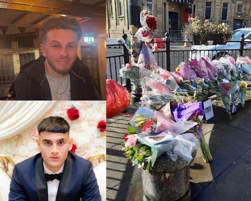 Tributes for Joshua Clark and Haider Shar were left in Halifax town centre
