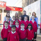 Trinity Academy Akroydon school gets good Ofsted report. Children from reception, year one and year six with, from the left, assistant principals Jemma Bentley and Emma Brindley, principal Oliver Grant-Roberts and trust director of primary Emma Hanlon-Gosling.