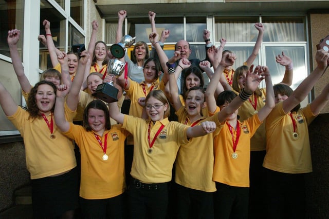 Winners of the County Cup, Calder High School's U13's girls football team, Mytholmroyd back in 2004
