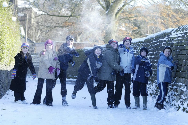 Children at Warley Town School, Warley, snowball on their way to school back in 2004.