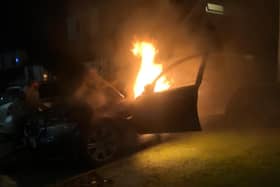 The car on fire in Norton Tower in Halifax