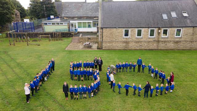 Children formed the number 150 in the grounds as part of Norland School's anniversary celebrations